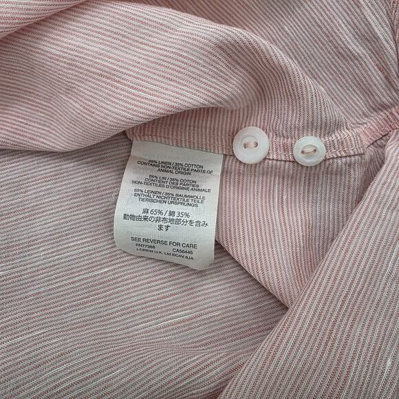 J Crew Shirt Mens XL Pink White Stripe Baird Mcnutt Irish Linen Blend Button Up - Picture 15 of 16